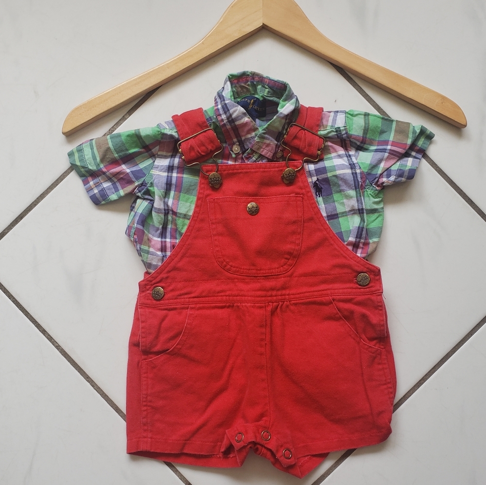 Ralph L. & Happy Kid 💙‎ Vintage Overalls Top Plaid